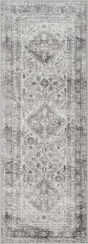 Miniatura 17 de Hauteloom Nelsonville - Alfombra tradicional bohemia para sala de estar, dormitorio, color gris, blanco, 6 pies 7 pulgadas x 9 pies