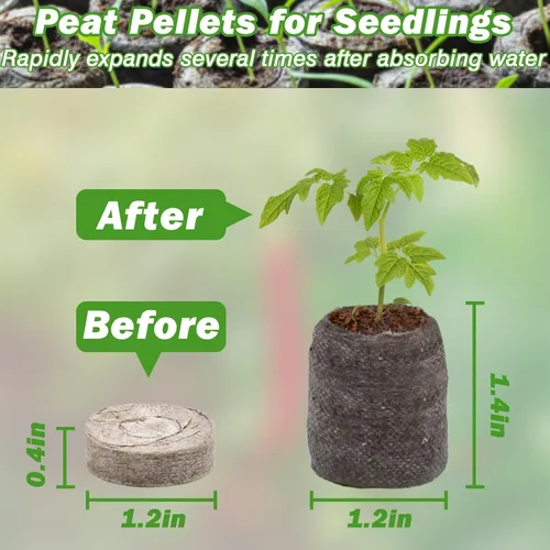 Miniatura 2 de ZeeDix 55 unidades de 1.181 in de fibra comprimida de pellets de turba, iniciadores de semillas de plantas de suelo, tapones de vivero, paleta, 300