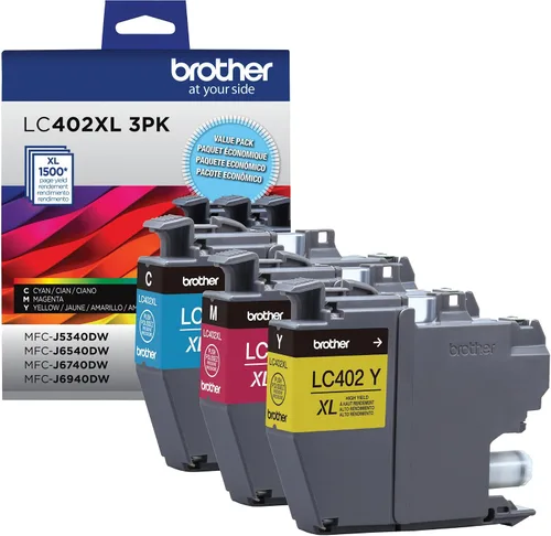 Miniatura 2 de Brother Genuine LC402XL 3PK Paquete de 3 cartuchos de tinta de alto rendimiento, cian, magenta y amarillo, negro