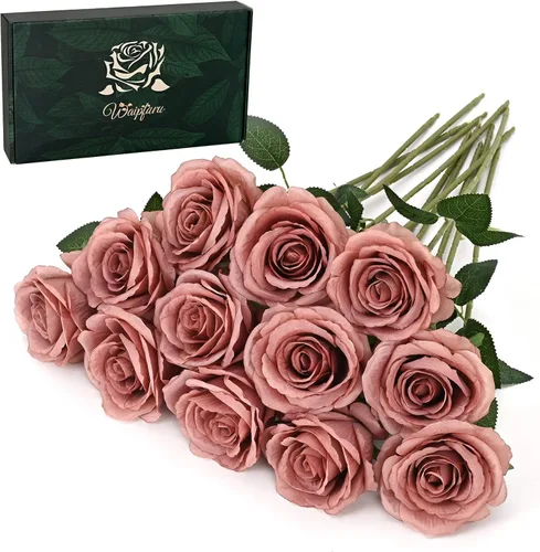 Miniatura 8 de Waipfaru 20 rosas blancas falsas de aliento de bebé, flores artificiales a granel, rosa blanca de seda con tallos largos para ramo de boda, jarrón