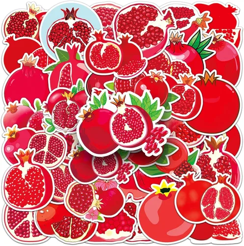 Calcomanías de granada, 50 unidades, impermeables, lindas frutas rojas, calcomanías para botella de agua, laptop, álbum de recortes, patineta,