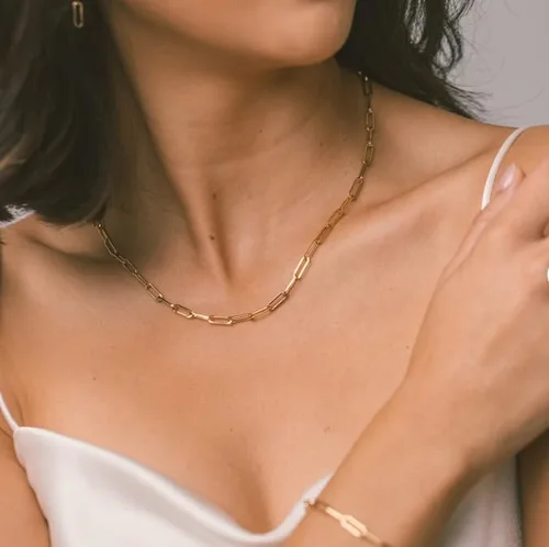Miniatura 5 de LEXODY Collares apilables para mujer, chapados en oro de 14 quilates, collares de oro en capas, delicado collar de oro con puntos, cadena