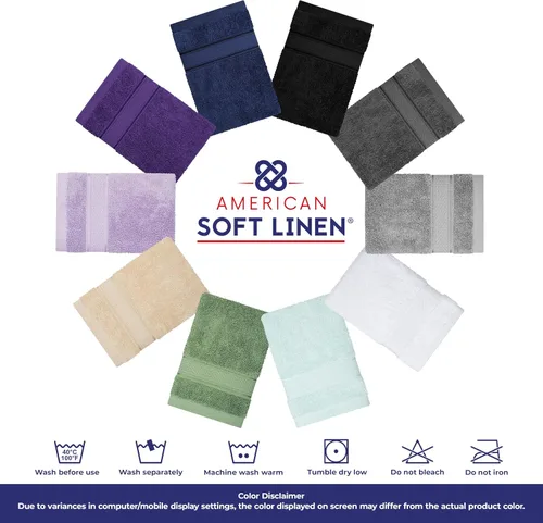 Miniatura 7 de American Soft Linen - Juego de toallas de mano Salem, 4 unidades de lujo de 600 GSM, 100 % algodón para baño, toallas de 13 x 13 pulgadas de mano