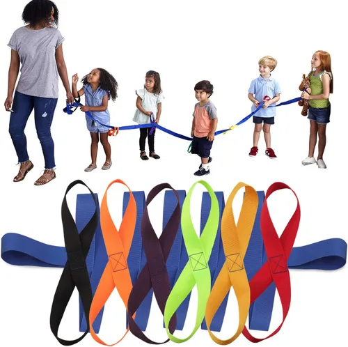 Lainrrew Cuerda para caminar con 12 asas de colores, cuerda de seguridad para exteriores para niños preescolares y jardín de infantes (azul)