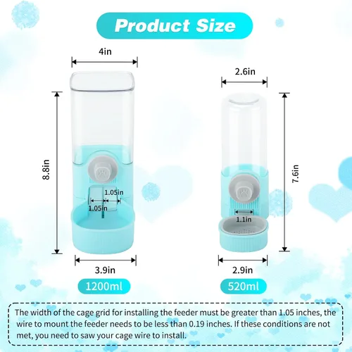Miniatura 2 de YUEPET Dispensador de agua de alimentos para conejos, alimentador de conejo de gran capacidad para jaulas, dispensador automático de agua para Azul