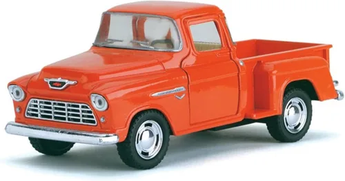KiNSMART Camioneta Chevrolet Stepside 1955 5 Pulgadas 1:32 Escala Metal Fundido a Presión Camioncito Pequeño (Naranja)
