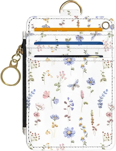 Miniatura 18 de Portafolios delgado Portafolios para tarjetas de crédito, Portafolios RFID para mujer Linda pequeña cartera de bolsillo frontal con cremallera