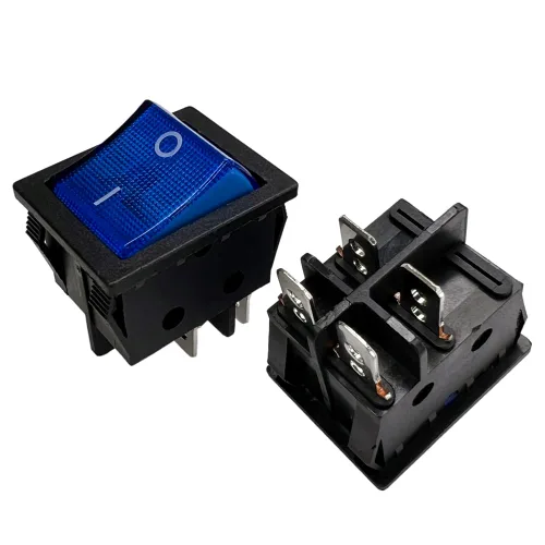 Miniatura 26 de Interruptor basculante DPST On-Off Unilluminated Negro 4 Pin 1.220x0.984 in Rectangular Snap-in Interruptor de alimentación de palanca
