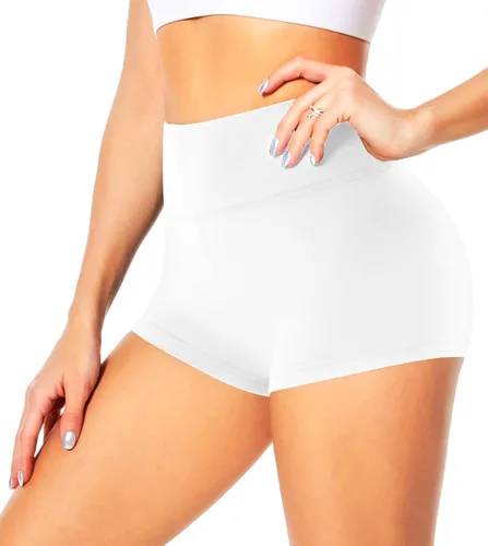 FULLSOFT Pantalones cortos de ciclista para mujer, cintura alta, suaves, para entrenamiento, yoga, gimnasio, pantalones cortos de elastano