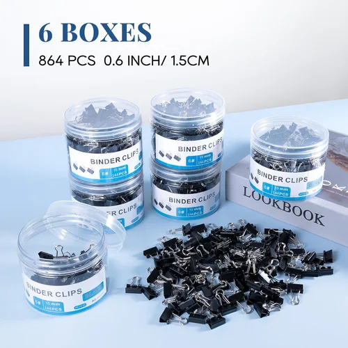 Miniatura 6 de Clips de carpeta pequeños al por mayor 864 PIEZAS - Mini clips de carpeta 15 mm, clip de papel de 5/8 pulgada, clip de papel de metal negro micro