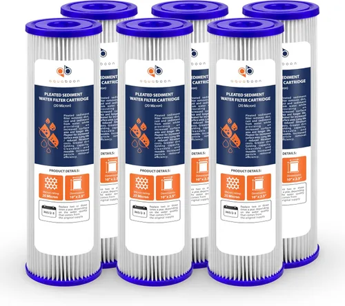 Aquaboon Cartucho de filtro de sedimento plisado de 20 micrones, 10 x 2.5 pulgadas, repuesto de filtro de agua para toda la casa compatible con