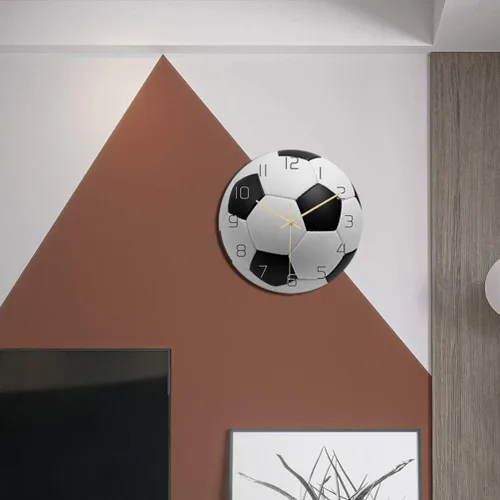 Miniatura 3 de Garneck Reloj de pared de fútbol de fútbol reloj de pared de fútbol deportivo con impresión redonda de acrílico reloj de pared silencioso sin tictac