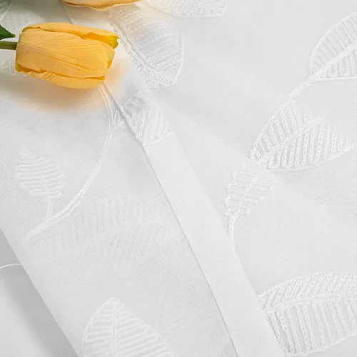 Miniatura 7 de YoungsTex Cortinas Transparentes con Diseño de Hojas de 63 Pulgadas de Largo para Ventana de Sala de Estar, Cortinas de Encaje Blanco Ligeras