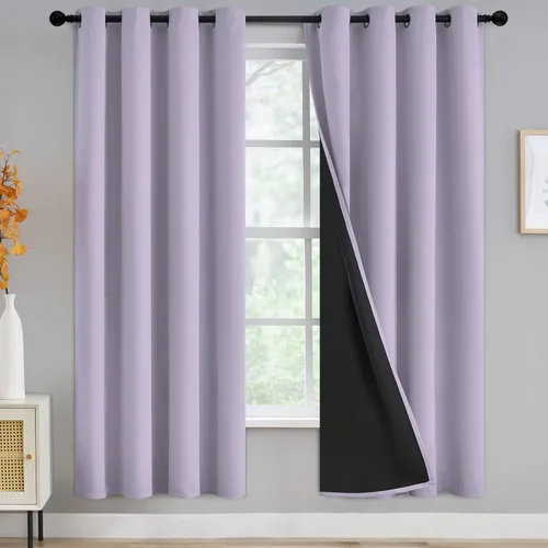 Miniatura 41 de Yakamok Cortinas negras, cortinas de ventana con aislamiento térmico y eficiencia energética para dormitorio, cortinas opacas completas y cortinas