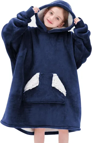 Miniatura 9 de Touchat Manta Ponible con Capucha, Sudadera de Manta Sherpa Oversized con Capucha, Bolsillo y Mangas, Manta con Capucha de Felpa Súper Suave y Rosa