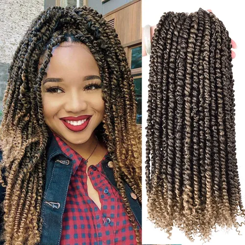 Miniatura 9 de Passion - Manojo de cabello de rizo pequeño, 24 raíces por paquete, 3 paquetes. Cabello pre-torcido para mujeres negras