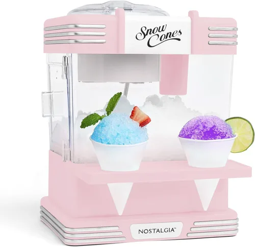 Nostalgia Máquina Retro para Hacer Conos de Nieve – Máquina de Hielo Raspado de Mostrador de 5 Cuartos – Cuchillas de Acero Inoxidable – Incluye 2