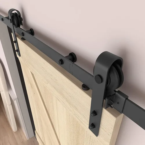 Miniatura 8 de Kit de herrajes para puerta de granero de 5 pies, juego de herrajes modulares resistentes para puertas interiores y exteriores
