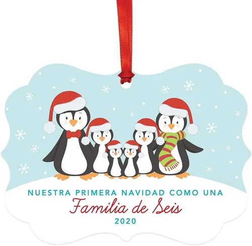 Miniatura 15 de Andaz Press Adorno de recuerdo de Navidad con marco de fantasía de familia española, Nuestra Primera Navidad Como UNA Familia De Tres 2024, Familia