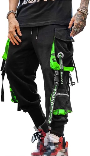 Hello MrLin Pantalones deportivos para hombre, estilo punk, cargo, holgados, para hip hop, pantalones de harén, pantalones tácticos para atletismo