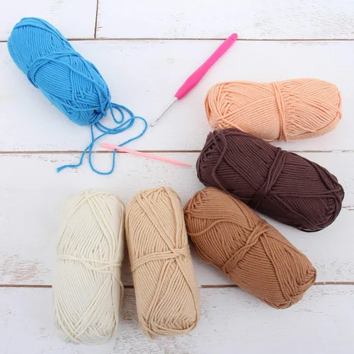 Miniatura 21 de Threadart Crochet - Juego de hilo de algodón 100 % puro, colores de ambiente de playa, paquete de 4 madejas cada una de 1.76 onzas, hilo de estambre