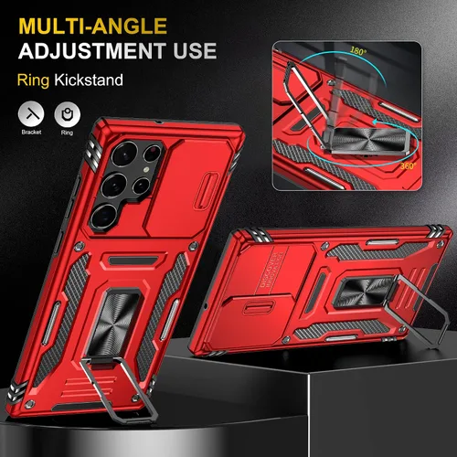 Miniatura 4 de Funda para Galaxy S22 Ultra, funda protectora para cámara deslizante con anillo giratorio y soporte a prueba de golpes para Samsung Galaxy S22