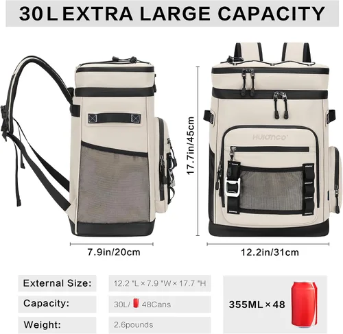 Miniatura 2 de Hulongo Mochila enfriadora grande con aislamiento impermeable para hombres y mujeres, a prueba de fugas, para campamento, playa, pesca, picnic