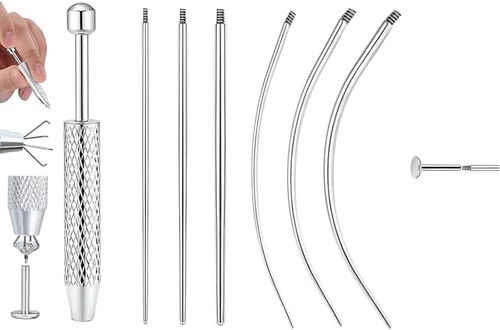 Miniatura 13 de Uni-J Herramienta de perforación de bola cónica para cambiar joyas, 14G, 16G, 18G, 20G, sin rosca, rosca interna, kit de estiramiento de rosca