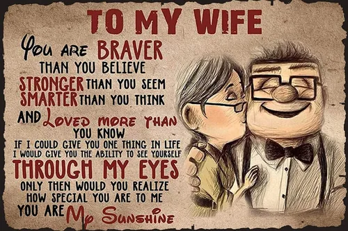 DZQUY Cartel de aluminio con texto en inglés «To My Wife You are Braver Than You Believe», regalo para cartel vintage de aluminio, 8 x 12 pulgadas