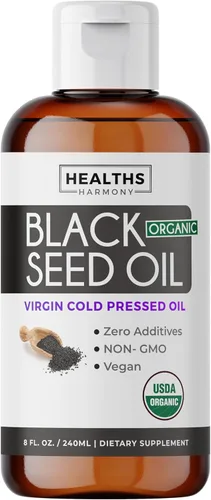 Aceite de semilla de comino negro líquido USDA orgánico (8 fl oz) Nigella sativa premium prensado en frío que produce puro - Suplemento antioxidante