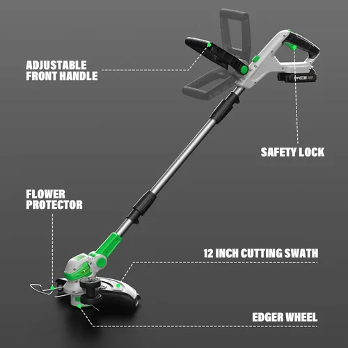 Miniatura 7 de SOYUS Wacker eléctrico inalámbrico de 20 V, recortadora de cuerda de 12 pulgadas, funciona con batería con alimentación automática de línea