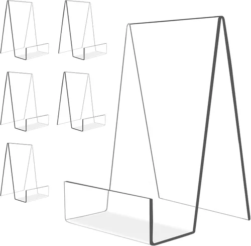 Soporte acrílico de 6 x 4 pulgadas para exhibir libros, fotos, cuadernos, CD, obras de arte, etc. (6)