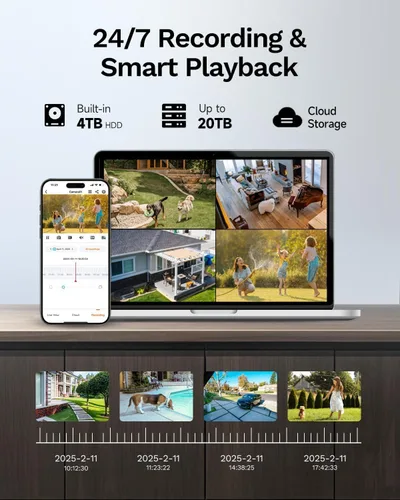 Miniatura 9 de LongPlus Sistema de cámara de seguridad de 12MP, 12MP H.265+ PoE sistema de cámara de seguridad para el hogar, visión nocturna a color de foco