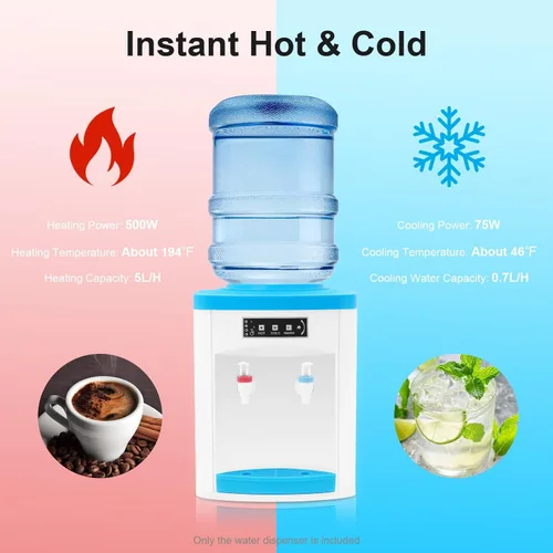 Miniatura 3 de mignonnememe Dispensador de enfriador de agua con carga superior, dispensador de agua fría y caliente, enfriador de agua para encimera, capacidad
