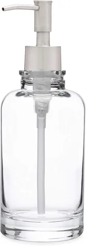 Miniatura 5 de Rail19 Sonoma Dispensador de jabón de vidrio transparente, jabón líquido de manos y loción para encimera de cocina y baño, 10 onzas (latón antiguo)