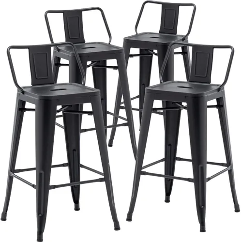 Miniatura 8 de Aklaus Taburetes de bar de metal de 30 pulgadas con respaldo, taburetes de bar resistentes, taburetes de barra de altura de barra, sillas de bar
