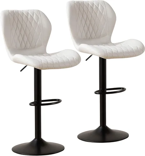Miniatura 39 de Taburetes de bar modernos, taburetes de bar giratorios con respaldo alto, taburetes de bar de tela ajustables para sillas de isla de cocina