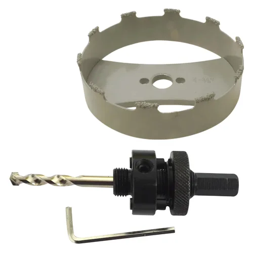 Miniatura 20 de Sierra de agujero HSS con mandril piloto de 2 piezas de alta velocidad para perforar madera y acero, broca de 1/4" de diámetro y eje, broca piloto