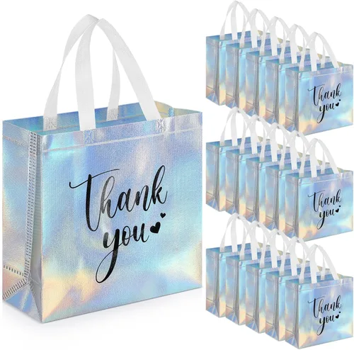 Miniatura 44 de Sweetude 30 Bolsas de Regalo de Agradecimiento con Asas a Granel Bolsa de Dulces Reutilizable No Tejida Plegable Bolso de Mano para Regalos