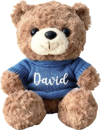 Oso de peluche personalizado con nombre bordado personalizado, animal de peluche suave de 10/12/16 pulgadas, día de San Valentín, cumpleaños para