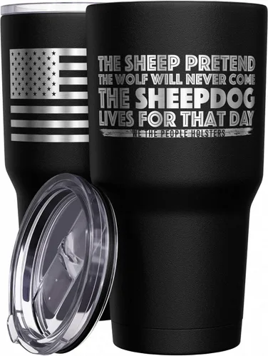 Miniatura 46 de We The People Holsters - Momma Bear - Vaso de café - Taza de viaje de café con bandera americana - Vaso grabado - Vaso termo doble - 30 onzas