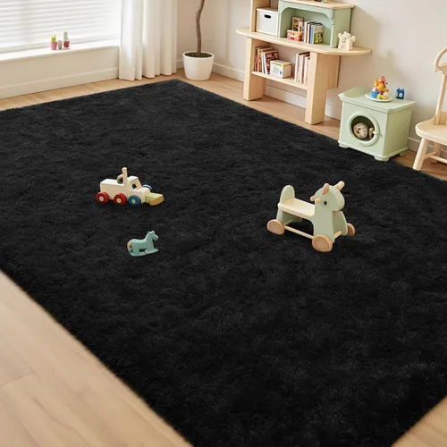 Miniatura 4 de Alfombras suaves para dormitorio, sala de estar, alfombra mullida de felpa de 9 x 11 pies, alfombra peluda que no desprende para guardería