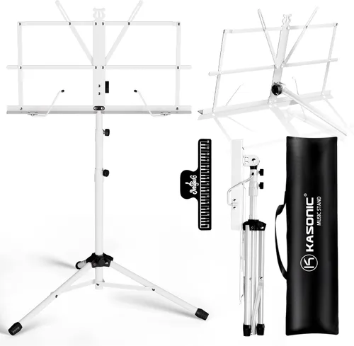 Miniatura 8 de K KASONIC Soporte de música, 2 en 1 de doble uso, plegable para partituras y soporte de escritorio para libros, portátil y ligero con clip para 1