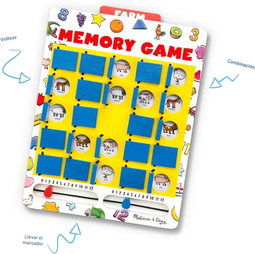 Miniatura 3 de Juego de memoria para viajes Melissa & Doug Flip to Win, juego de mesa de madera, 7 tarjetas de doble cara