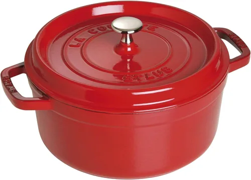 Miniatura 3 de staub La Cocotte Round 40510-601 Pico Cocotte - Juego de vaporizador redondo de cereza de 10.2 pulgadas (10.2 in), grande, fundición a dos manos