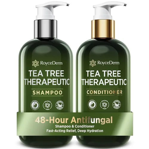 Roycederm Champú y acondicionador antifúngico de árbol de té: solución completa para el cuidado del cuero cabelludo para foliculitis, cuero