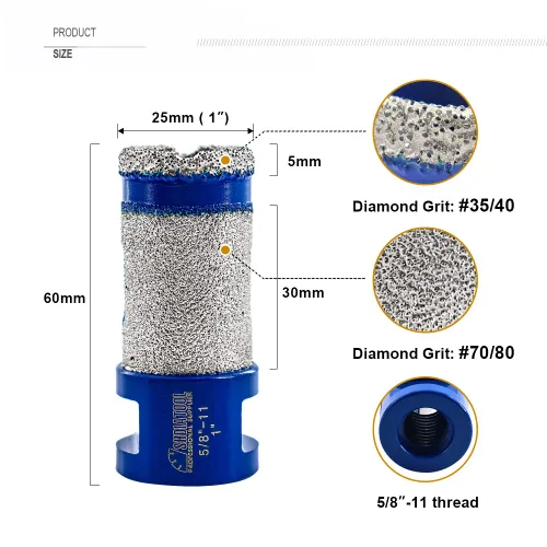 Miniatura 2 de SHDIATOOL Brocas de diamante de 1 pulgada, broca de fresado para biselar, porcelana, azulejos, mármol, cerámica, granito de 0.984 in