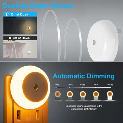 Miniatura 3 de Luz nocturna enchufable a la pared, sensor de luz del atardecer al amanecer, paquete de 4 luces nocturnas LED, luces nocturnas enchufables