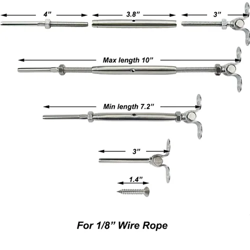 Miniatura 2 de Accesorios de barandilla de cable, kit de barandilla de cable de 12 pares, para sistema de barandilla de cable de 1/8 pulgadas, ángulo ajustable