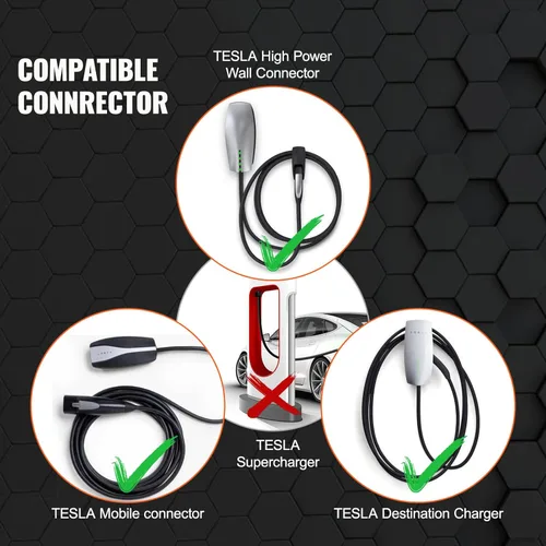 Miniatura 8 de VEVOR Diseñado para adaptador Tesla a J1772, 48A 240V apto para todos los J1772 EVs, adaptador de cargador IP56 EV con bloqueo anticaída y bolsa